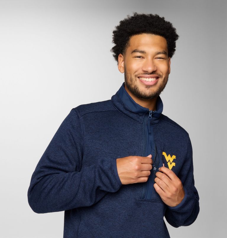 pánský fleecový svetr collegiate sweater weather s polovičními zipy - západní virginie